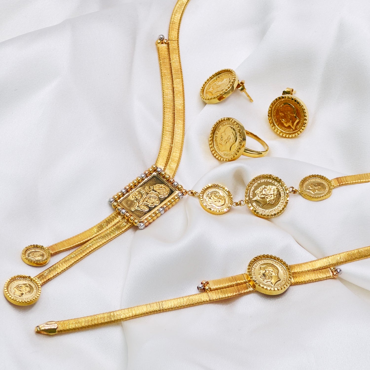 Gold Coins Full Set - 18k Arabic Design